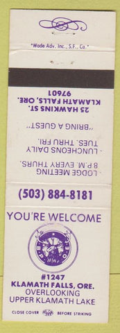 Matchbook Cover - Elks Lodge Klamath Falls OR