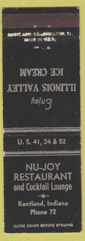 Matchbook Cover - Nu Joy Kentland IN low phone # Illniois Valley Ice Cream