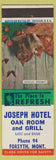 Matchbook Cover - Joseph Hotel Oak Room Grill Forsyth MT low phone #