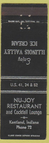 Matchbook Cover - Nu Joy Kentland IN low phone # Illniois Valley Ice Cream
