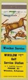 Matchbook Cover - Winslow Y Gulf oil gas low phone Winslow AR