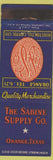 Matchbook Cover - Sabine Supply Orange TX low phone #