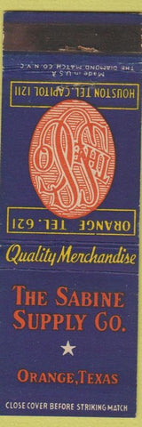 Matchbook Cover - Sabine Supply Orange TX low phone #