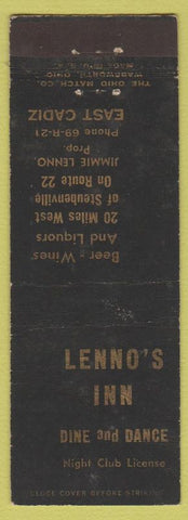 Matchbook Cover - Lenno's Inn East Cadiz Steubenville OH