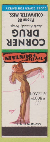 Matchbook Cover - Corner Drug Coldwater MS low phone pinup SAMPLE