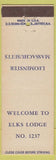Matchbook Cover - Elks Club Lodge 1237 Leominster MA
