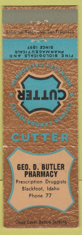 Matchbook Cover - Cutter Labs Drugs Blackfoot ID low phone #