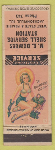Matchbook Cover - ME Dewees Shell oil gas Jacksonville IL low phone pinup