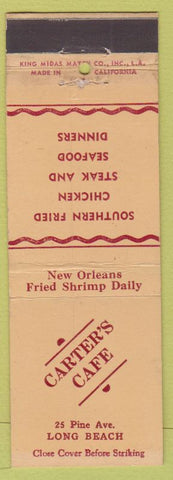 Matchbook Cover - Carter's Cafe Long Beach CA King Midas
