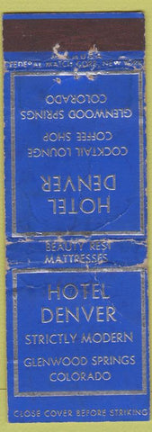 Matchbook Cover - Hotel Denver Glenwood Springs Colorado WORN