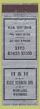 Matchbook Cover - H&H Blue Ribbon Inn Worland WY Federal