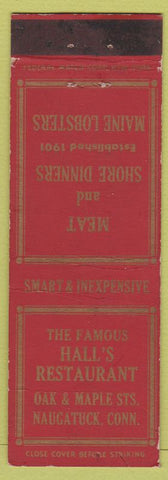 Matchbook Cover - Hall's Restaurant Naugatuck CT