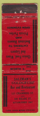 Matchbook Cover - Salzman's Goldgrube Bar WORN