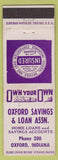 Matchbook Cover - Oxford Savings Loan Oxford IN low phone #