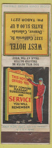 Matchbook Cover - West Hotel Denver Colorado WEAR
