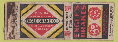Matchbook Cover - Engle Brake Bendix Philadelphia PA Cigars DQ WORN