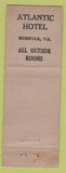 Matchbook Cover - Atlantic Hotel Norfolk VA DQ WEAR