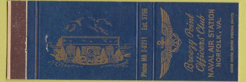 Matchbook Cover - Breezy Point Officers' Club Norfolk VA