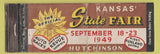 Matchbook Cover - Kansas State Fair 1949 Hutchinson KS