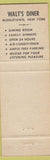 Matchbook Cover - Walt's Diner Middletown NY