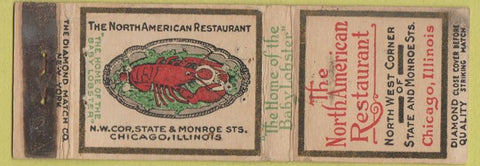Matchbook Cover - North American Restaurant Chicago IL Lobster WEAR