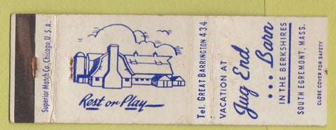 Matchbook Cover - Jug End Barr Berkshires South Egremont MA