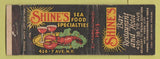Matchbook Cover - Shine's Restaurant New York City Federal lobster