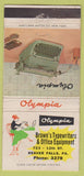 Matchbook Cover - Olympia Typewriter girlie Beaver Falls PA WORN 30 Strike