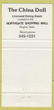 Matchbook Cover - China Doll Restaurant girlie Regina SK WEAR 30 Strike