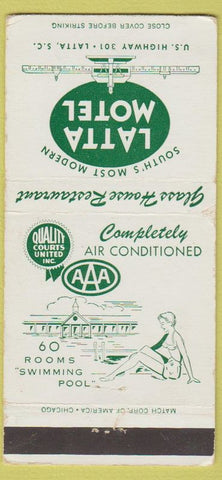 Matchbook Cover - Latta Motel Latta SC girlie #1 White 30 Strike