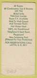 Matchbook Cover - Latta Motel Latta SC girlie #1 White 30 Strike