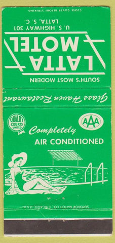 Matchbook Cover - Latta Motel Latta SC girlie #2 Green 30 Strike