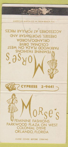 Matchbook Cover - Morse's Women's Clothes Orlando FL girlie WEAR 30 Strike