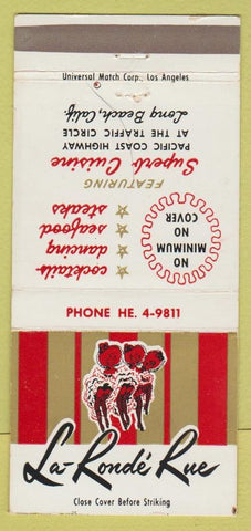 Matchbook Cover - La Ronde Rue Long Beach CA girlie 30 Strike