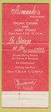 Matchbook Cover - Armando's Chicago IL girlie Italian Restaurant 30 Strike