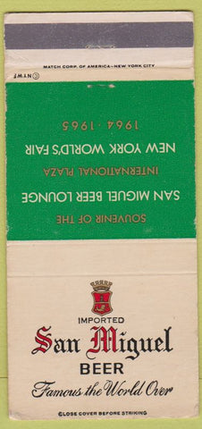 Matchbook Cover - San Miguel Beer 1964 New York World's Fair 30 Strike