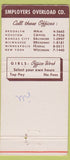Matchbook Cover - Temp Service girlie Brooklyn Houston Kansas City 30 Strike
