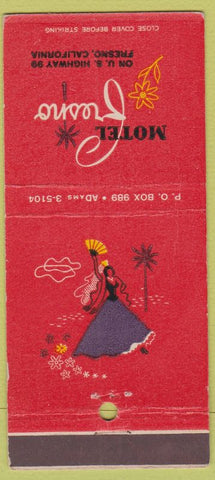 Matchbook Cover - Motel Fresno girlie CA 30 Stick