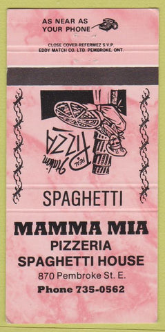 Matchbook Cover - Mamma Mia Pizza Canada 30 Strike