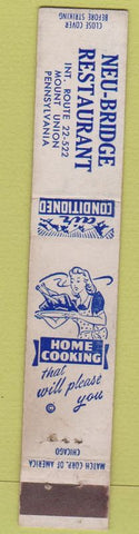 Matchbook Cover - Neu Bridge Restaurant Mount Union PA girlie 10 Strike