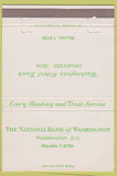 Matchbook Cover - National Bank of Washington DC 40 Strike
