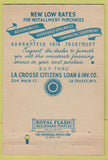 Matchbook Cover - La Crosse Citizens Loan La Crosse WI CREASED 40 Strike