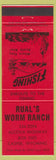 Matchbook Cover - Raul's Worm Ranch Casper WY red