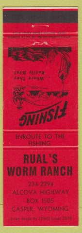 Matchbook Cover - Raul's Worm Ranch Casper WY red