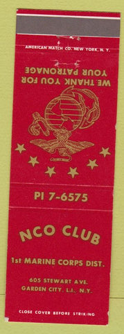 Matchbook Cover - NCO Club US Marines Garden City LI NY