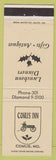 Matchbook Cover - Comus Inn MD