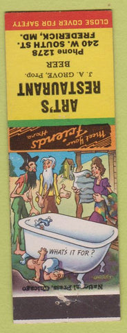 Matchbook Cover - Art's Restaurant Frederick MD hillbilly