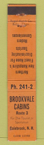 Matchbook Cover - Brookvale Cabins Colebrook NH orange 12 Strike