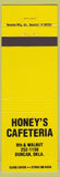 Matchbook Cover - Honey's Cafeteria Duncan OK