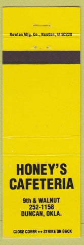 Matchbook Cover - Honey's Cafeteria Duncan OK